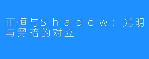 正恒与Shadow：光明与黑暗的对立