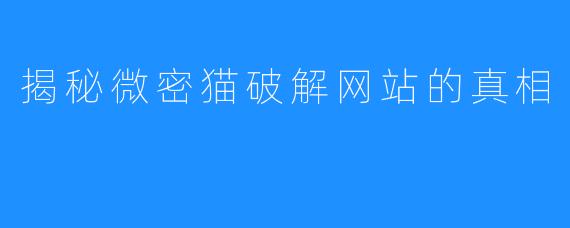 揭秘微密猫破解网站的真相