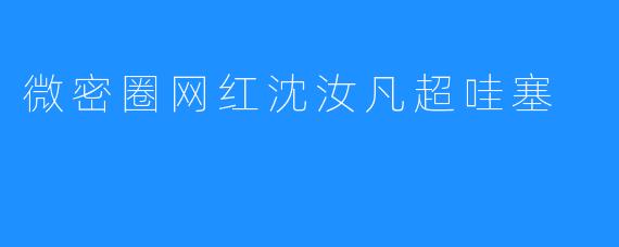 微密圈网红沈汝凡：超哇塞的风采与魅力