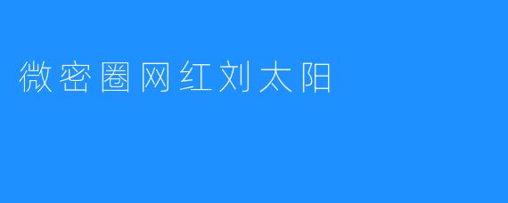 ### 微密圈网红刘太阳：新时代的网络影响力代表