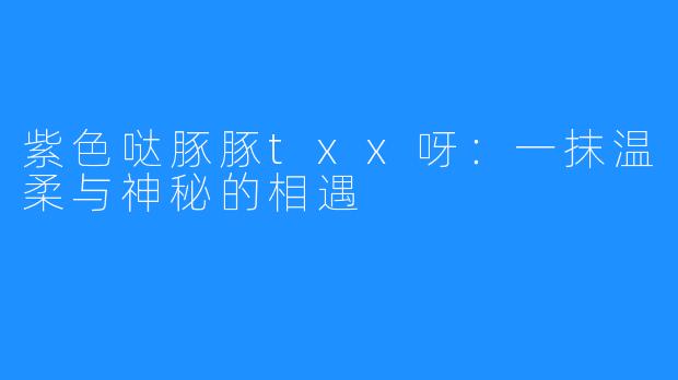紫色哒豚豚txx呀：一抹温柔与神秘的相遇