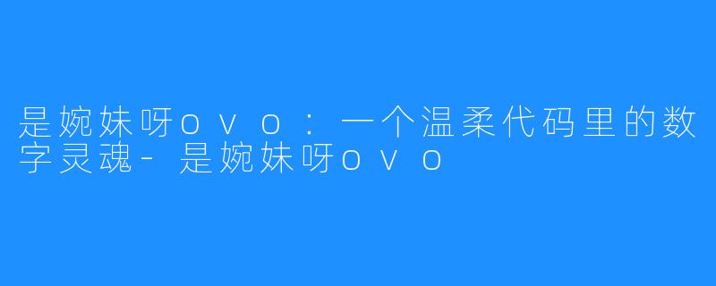 是婉妹呀ovo：一个温柔代码里的数字灵魂-是婉妹呀ovo